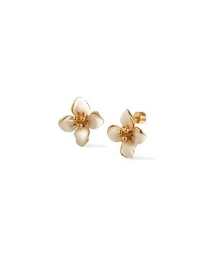 Retro Chic Iris Blossom Stud Earrings - White