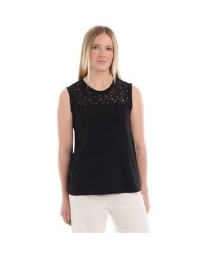 Wilt Shell With Lace Yoke Top - Black