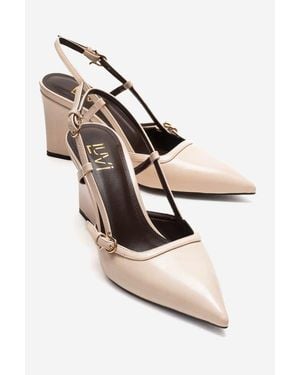 Prologue Shoes Celia Pointed Toe Wedge Pump - White