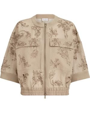 Brunello Cucinelli Outerwear With Dazzling Broderie Anglaise - Natural