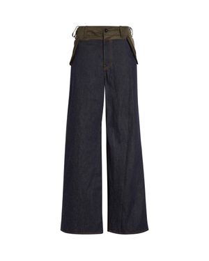 Sacai Baggy Mixed Media Jeans - Blue