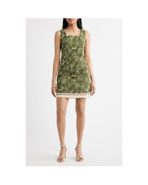 Tahari Floral Embroidered Sheath Minidress - Green