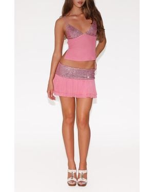 Tiger Mist Syla Sequin Waist Miniskirt - Red