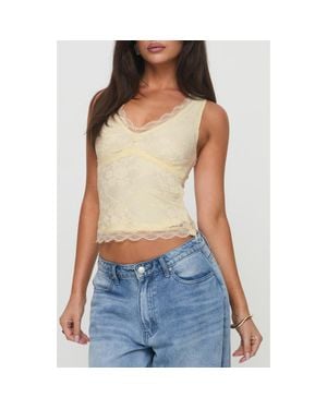 Princess Polly Far Away Lace Overlay Crop Tank - Blue