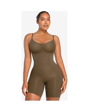 Shapellx Seamless Mid-Thigh Full Shaping Bodysuit - Green