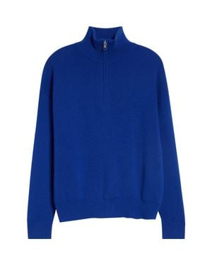 STAUD Hudson Quarter Zip Cashmere Sweater - Blue