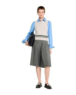 Sandro Sleeveless Cropped Cable Knit Sweater - Blue