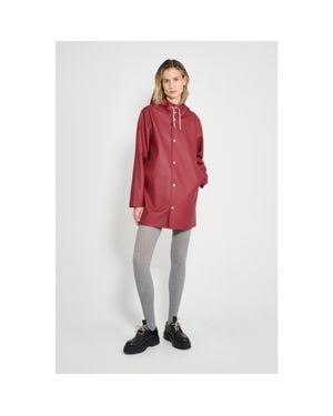 Stutterheim Stockholm Long Sleeve Hooded Raincoat - Red