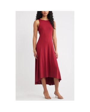 Open Edit High-Low Sleeveless Midi Dress - Red
