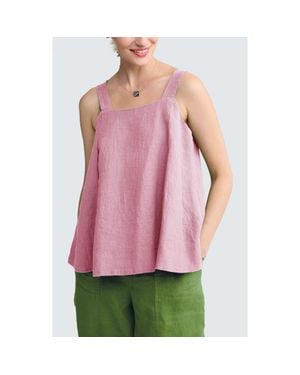 Luukaa Mariel Square Neck Linen Top - Pink