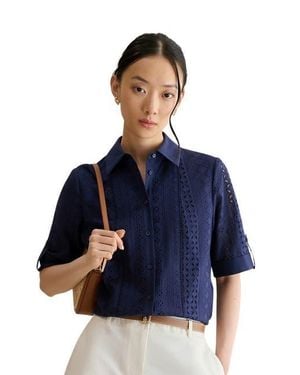 Hobbs Cristie Short Sleeve Loose Fit Shirt - Blue