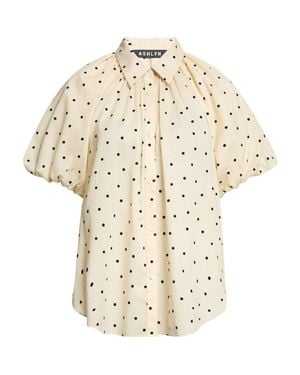 Ashlyn Charlie Flocked Polka Dot Cotton Button-Up Shirt - Natural