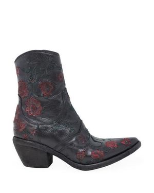 Madison Maison Leather Embroidered Ankle Boot - Blue