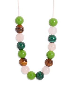 Nest Malachite & Rose Quartz Necklace - Green