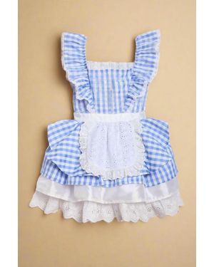 Chasing Fireflies Riding Hood Dress With Attached Apron For Girls - Blue