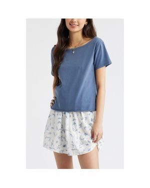 BP. Relaxed Fit Boat Neck Cotton T-Shirt - Blue