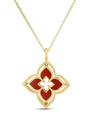 Roberto Coin Venetian Princess Pirouette Agate Flower Pendant Necklace - Metallic