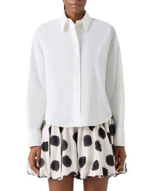 Akris Punto Crop Cotton Poplin Button-Up Shirt - White