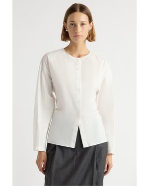 MODERN CITIZEN Jinsol Cinch-Waist Cotton Poplin Blouse - White