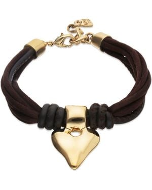 Uno De 50 Silk-Effect Thread Blend Bracelet With Leather And Heart Detail - Black