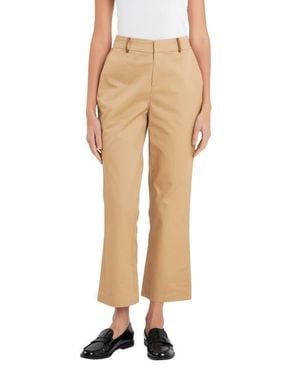 English Factory Faux Leather Trim Crop Flare Twill Pants - Natural