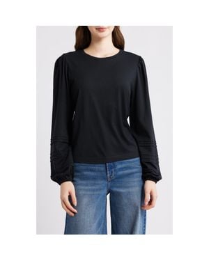 PAIGE Cyrano Pintuck Jersey Top - Black