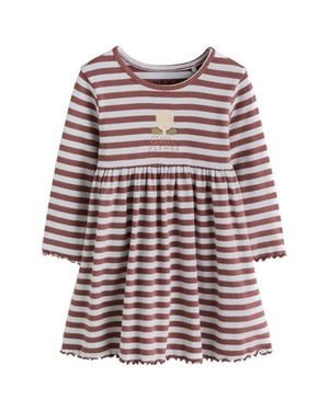 Next Kids' Stripe Rib Stretch Cotton Jersey Dress - Red