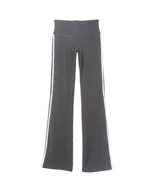 Lezat Ella Organic Cotton High-Rise Flare Stripe Leggings - Gray