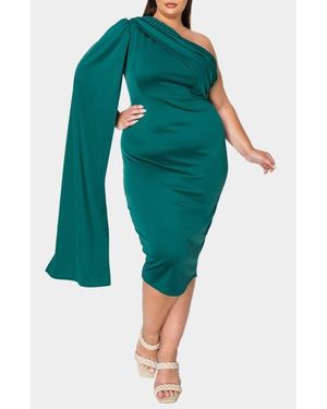 L I V D Spade One-Shoulder Cape Dress - Green