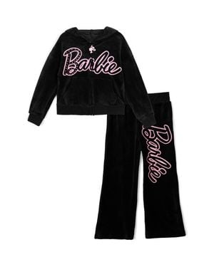 Barbie Loungewear Velour Hoodie And Pants Set - Black
