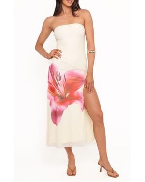 Petal & Pup Iridessa Strapless Midi Dress - Red