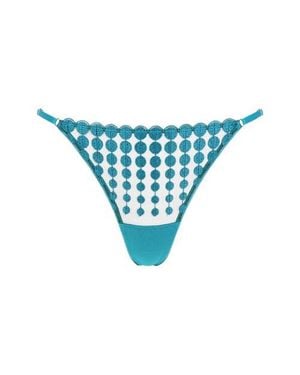 Huit Deco Dots Lace Thong - Blue