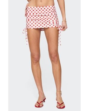 Edikted Zoe Dot Drawstring Miniskirt - Red