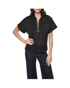 DKNY Soho Half Zip Ponte Pullover - Black