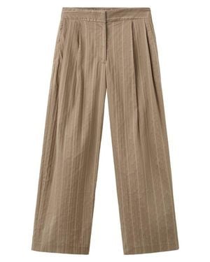 Mango Stripe Straight Leg Pants - Natural