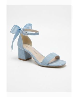Forever & Always Shoes Rochelle Ivory Bridal Sandals With Ribbon - Blue