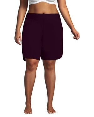 Lands' End Plus Size Sunshade Upf 50 9 Board Shorts With Panty - Purple