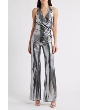 NIKKI LUND Donna Metallic Wide Leg Jumpsuit - White
