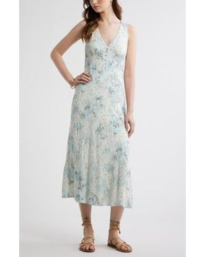 Treasure & Bond Embroidered Bias Cut Midi Dress - Multicolor