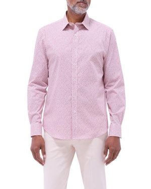Bugatchi Julian Ooohcotton Abstract Button-Up Shirt - Pink