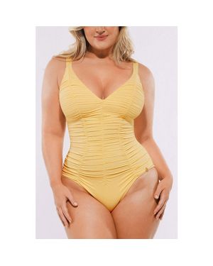 Shapellx Smart Sculpt Ruched V-Neck Shaping Swimsuit - Green