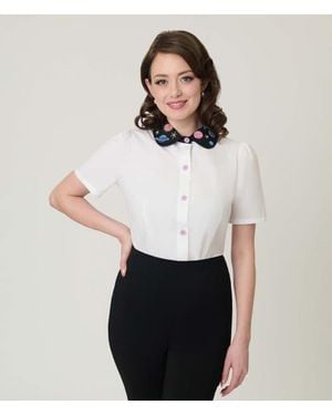 Unique Vintage 1940S Collared Blouse - White