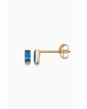 Oradina 14K Fresco Baguette Micro Studs Earrings - Blue
