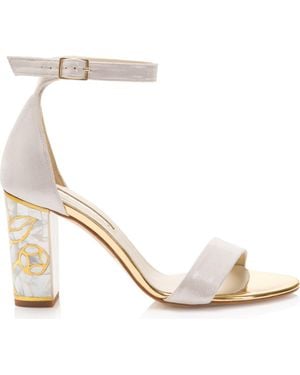 freya rose Rozu Ankle Strap Pearl Heel Sandal - White