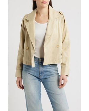 City Blues Double Breasted Crop Trench Jacket - Blue