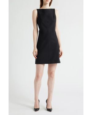 Theory Boat Neck Stretch Wool Minidress - Black