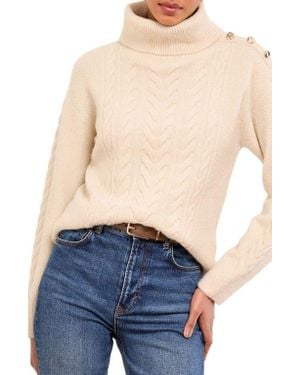 Lipsy Cable Knit Turtleneck Sweater - Blue