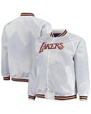 Mitchell & Ness Los Angeles Lakers Big & Tall Hardwood Classics Raglan Satin Full-Snap Jacket - Gray