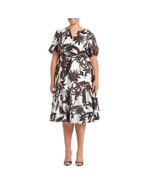 Estelle Mabel Floral Print Fit And Flare Dress - Black