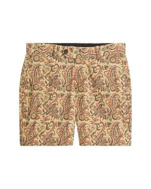 Brooks Brothers Floral Flat Front Cotton Shorts - Natural